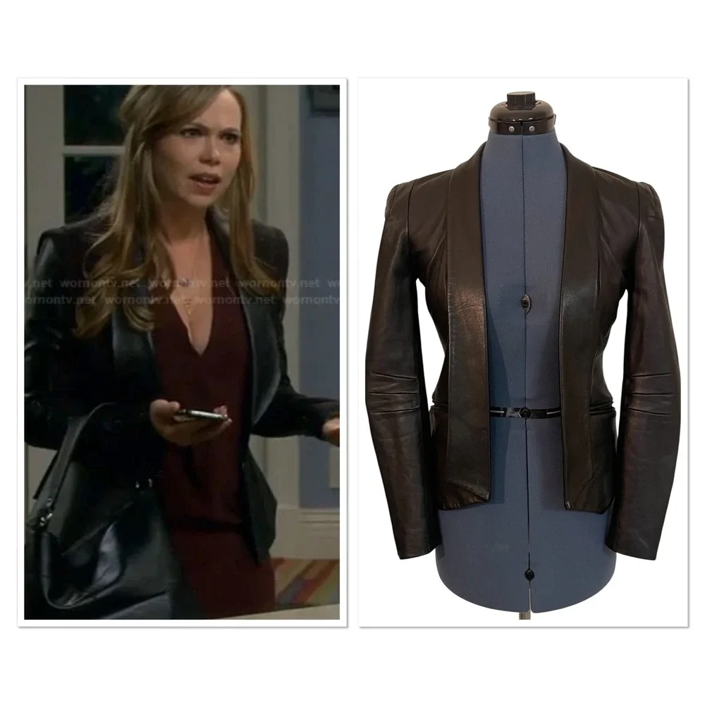 Rebecca‎ Minkoff Becky Black Lambskin Leather Open Front Blazer Jacket ASOTV XS